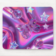 Y2K Holografische Gradiënt Muismat | Chrome Stars