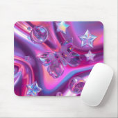Y2K Holographic Gradient Mouse Pad | Chrome Stars Muismat (Met muis)