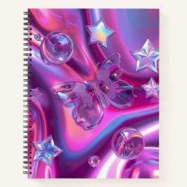 Y2K Holographic Journal | Chrome Stars & Butterfly Notitieboek