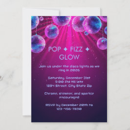 Y2K Holographic New Year’s Eve Invitation | Neon Kaart