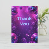 Y2K Holographic Thank You Card | Neon Chrome NYE Bedankkaart (Staand voorkant)