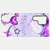 Y2K iriserende hart- en Paarse ketens telefoonhoes Samsung Galaxy Hoesje (Achterkant horizontaal)