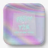 Y2K iriserende regenboog gelukkige verjaardag gepe Papieren Bordje (Voorkant)