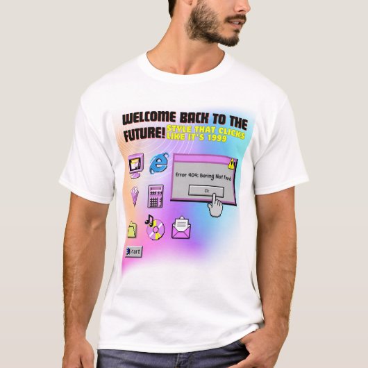 Y2K Klik hier Retro Desktop Esthetisch T-shirt (Voorkant)