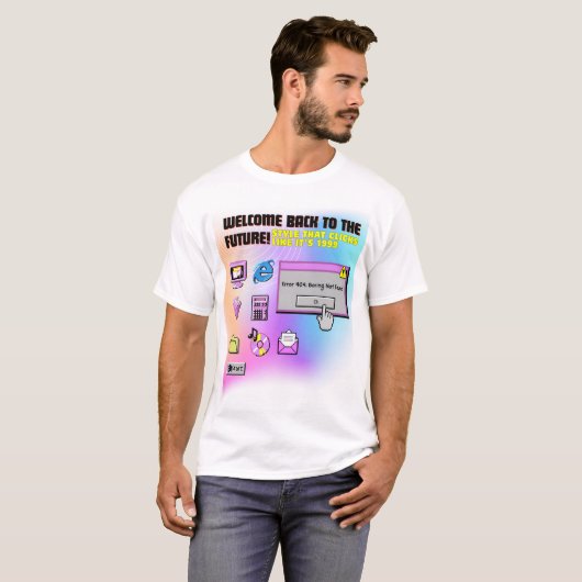 Y2K Klik hier Retro Desktop Esthetisch T-shirt (Voorkant volledig)