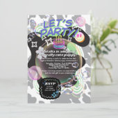 Y2K Let's Party Uitnodiging | Neon Retro bewerkbar (Staand voorkant)