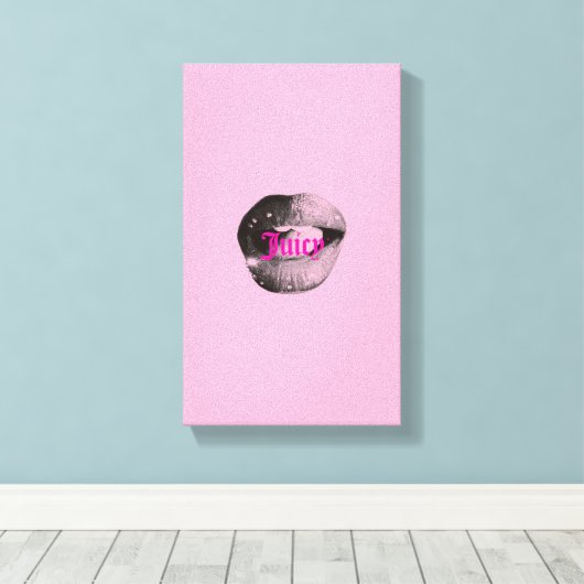 Y2K Lips Portrait – Glossy Aesthetic Pop Art Print (Insitu (Houten vloer))