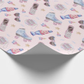 Y2K Nostalgie Rolleskates Retro Pink Cadeaupapier (Hoek)