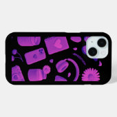Y2K Paarse Glanzende Kersenpatroon Zwarte iPhone H Case-Mate iPhone Case (Achterkant (horizontaal))