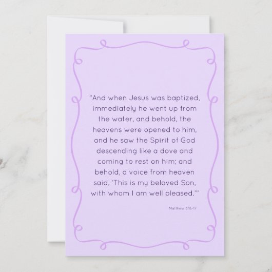 Y2K Paarse grillige hand getrokken doop uitnodigin Kaart (Achterkant)