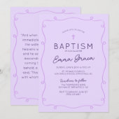 Y2K Paarse grillige hand getrokken doop uitnodigin Kaart (Voorkant / Achterkant)