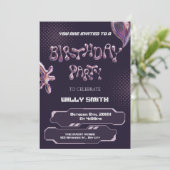 Y2K Paarse metalen bubbel Kaart (Staand voorkant)