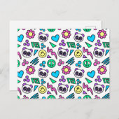 Y2K Pandas op White - 1000Pandas van Amanda Roos Briefkaart (Voorkant / Achterkant)
