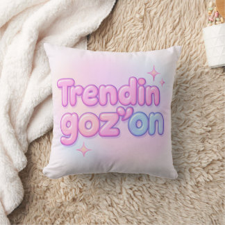 Y2K Pastel Bubble Tekst Trendin Goz On Cute Roze Kussen