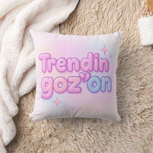 Y2K Pastel Bubble Tekst Trendin Goz On Cute Roze Kussen (Deken)