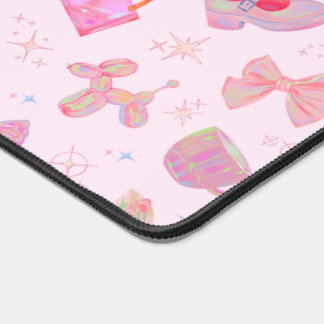 Y2K Pastel Roze Coquette Hologram Glitter Patroon Bureaumat