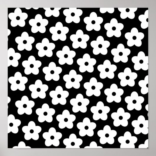 Y2K-patroon zwart-wit Poster (Voorkant)