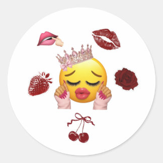 Y2K Prinses Emoji Schattige Klassieke Ronde Sticke Sticker
