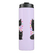 y2k rainbow hearts black cat kawaii cute thermosbeker (Voorkant)