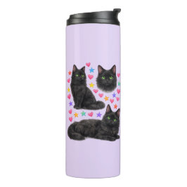 y2k regenboog harten zwarte kat kawaii schattig thermosbeker