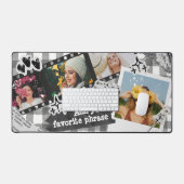 Y2K Retro Gepersonaliseerde Fotocollage in Zwart Bureaumat (Keyboard & Muis)