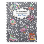 Y2K Retro Grey Compositie Notitieboek (Voorkant)