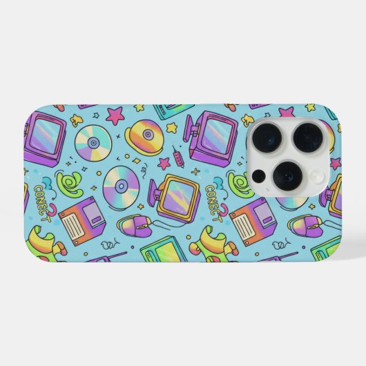 Y2K Retro Tech Aesthetic Pattern Phone Case iPhone Hoesje (Achterkant horizontaal)