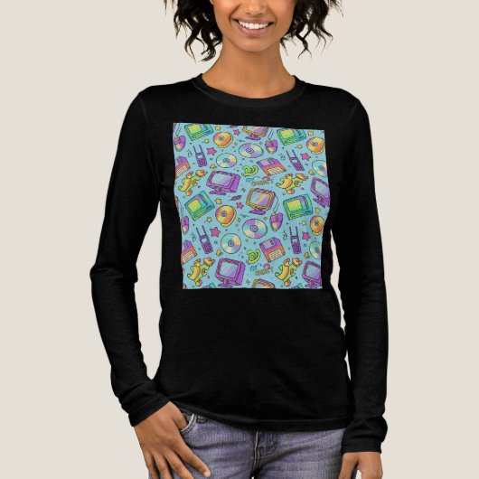 Y2K Retro Tech Aesthetische Doodles Tri-Blend Shirt (Voorkant)