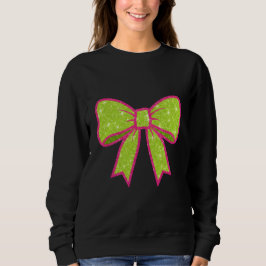 Y2K Retro Vibe Roze en Groene Kerst Strik Trui