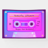 Y2k Roze Blauw Paarse Cassette 21ste Verjaardagsfe Spandoek (Horizontaal)