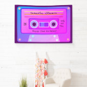 Y2k Roze Blauw Paarse Cassette 21ste Verjaardagsfe Spandoek (Insitu)