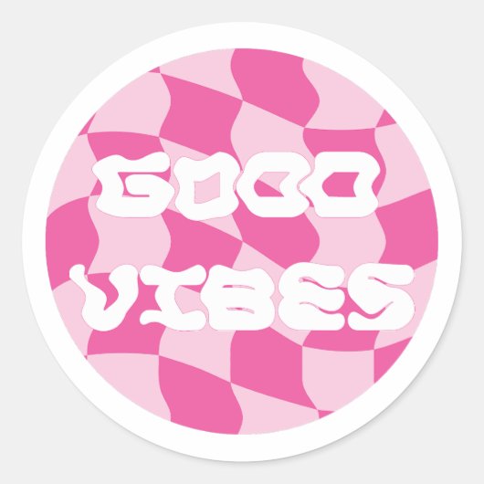 Y2K roze goede vibes - patroon Ronde Sticker (Voorkant)