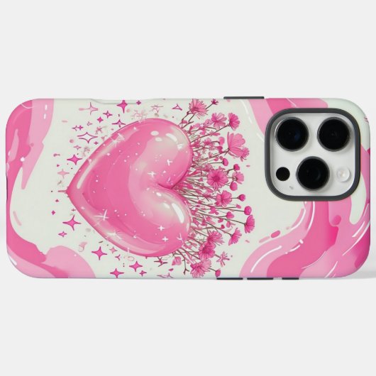 Y2K Roze Hart & Wilde Bloemen Case-Mate iPhone Case (Achterkant (horizontaal))