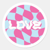 Y2K roze-liefdespatroon Ronde Sticker (Voorkant)