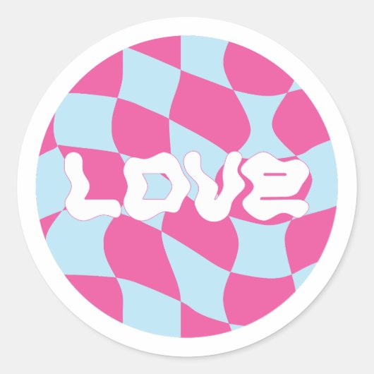 Y2K roze-liefdespatroon Ronde Sticker (Voorkant)