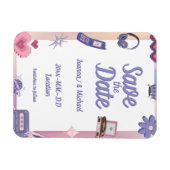 Y2K Roze Paarse 2000s Retro Tech De datum opslaan Magneet (Horizontaal)