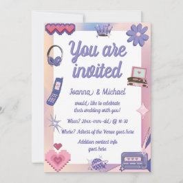 Y2K Roze Paarse 2000s Retro Tech Geek Liefde Bruil Kaart