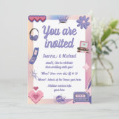 Y2K Roze Paarse 2000s Retro Tech Geek Liefde Bruil Kaart (Staand voorkant)