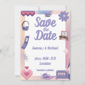 Y2K Roze Paarse 2000s Retro Tech Geek Liefde Bruil Kaart (Voorkant)