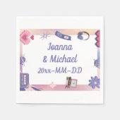 Y2K Roze Paarse 2000s Retro Tech Geek Liefde Bruil Servet (Voorkant)