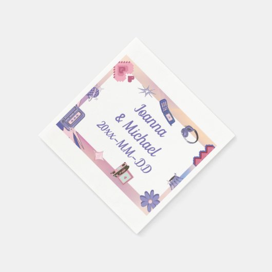 Y2K Roze Paarse 2000s Retro Tech Geek Liefde Bruil Servet (Hoek)