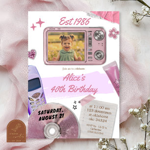 Y2K Roze Retro Digitale Camera Verjaardag Kaart