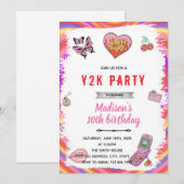 Y2K-uitnodiging voor verjaardagsfeestje Kaart (Voorkant / Achterkant)