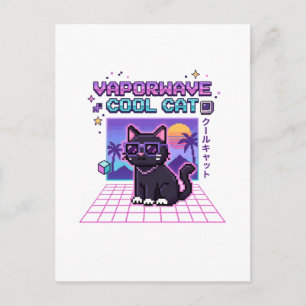 Y2K Vaporwave Pixel Cool Cat Grafische Hoodie   Ve Briefkaart