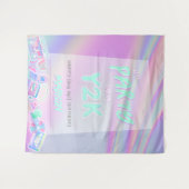 Y2K verjaardagsfeestje iriserende regenboog achter Wandkleed (Voorkant (horizontaal))