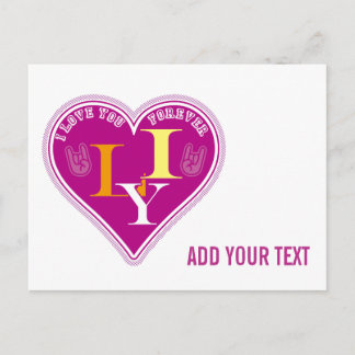 Y2K Vibrant Pink ILY Sign Language Heart Custom Briefkaart