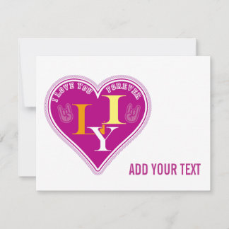Y2K Vibrant Pink ILY Sign Language Heart Custom Notitiekaartje