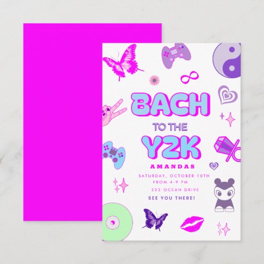 Y2K vrijgezellenfeest Kaart (Voorkant / Achterkant)