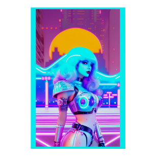 Y2Kayla in haar Cyberwave Blues Perfect Poster