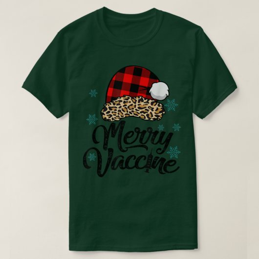 Y4Ry Leopard Santa Hat Merry Vaccine Kerstmis Xma T-shirt (Design voorkant)